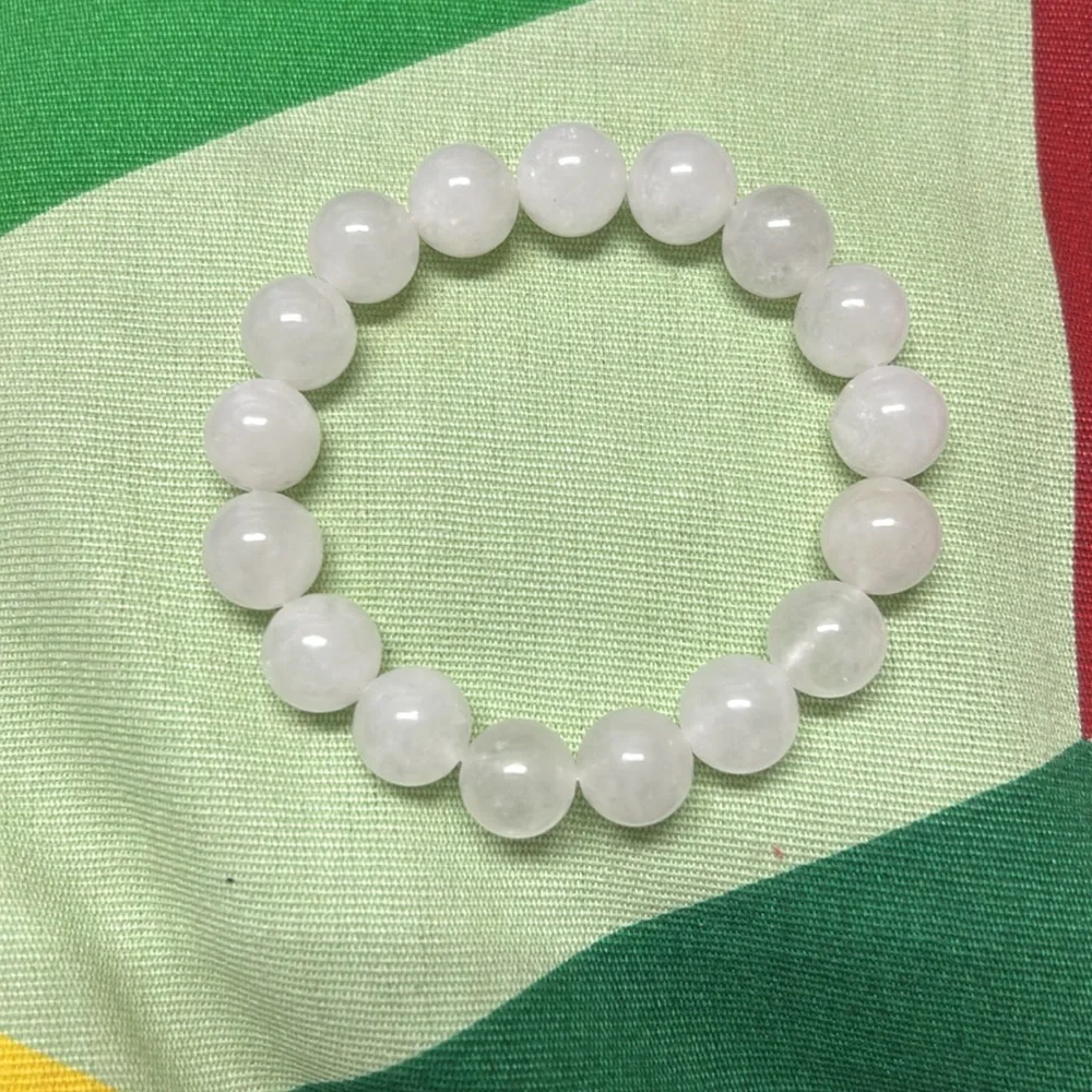 White Jade Natural Stone 10mm Beads Stretchable Bracelet 7